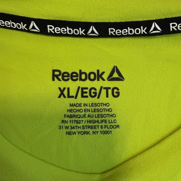 Reebok Neptune Crewneck Shirt Gym Exercise Short Sleeve Neon Yellow Men XL NWT # - Picture 4 of 6